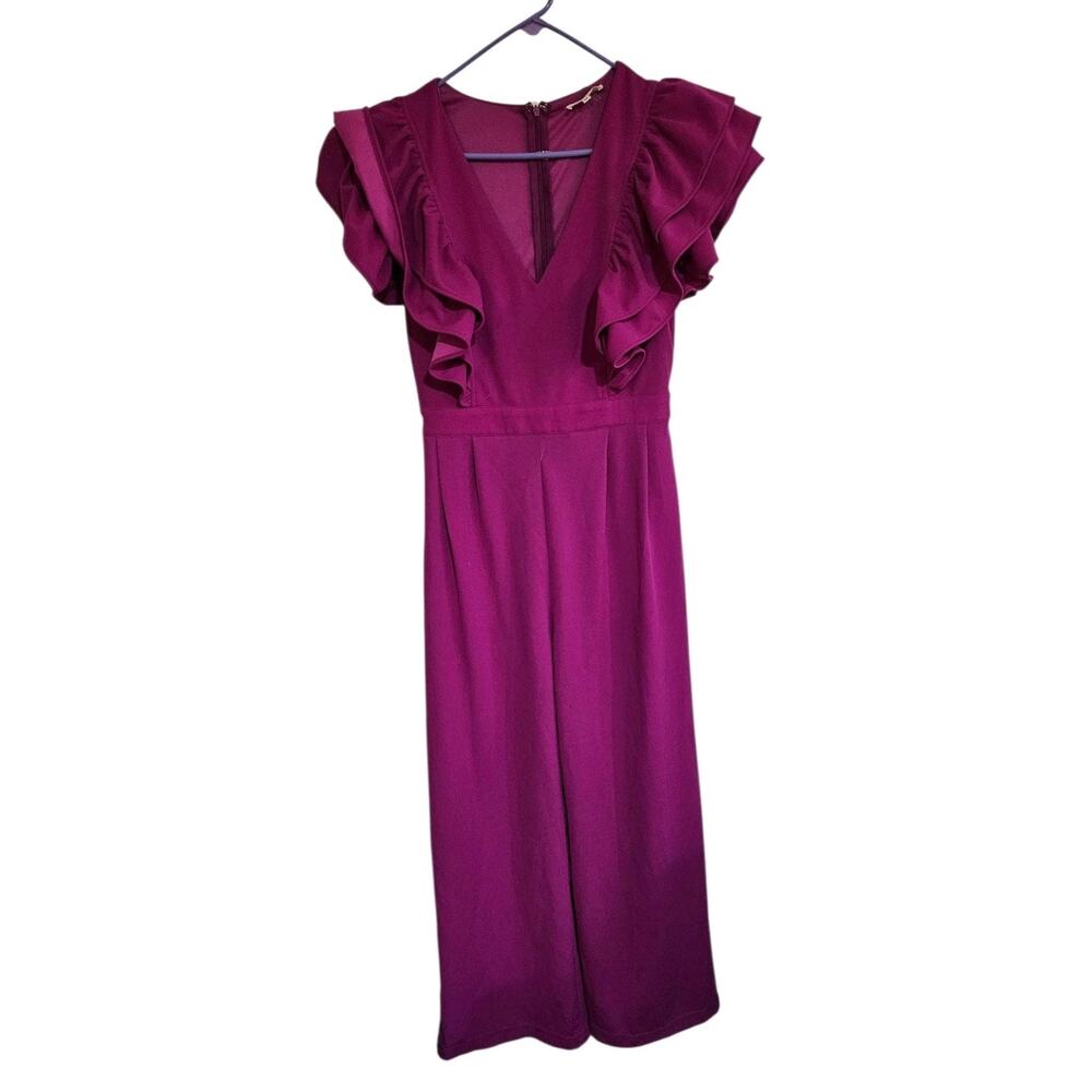 entro Plum Ruffle Sleeve Jumpsuit